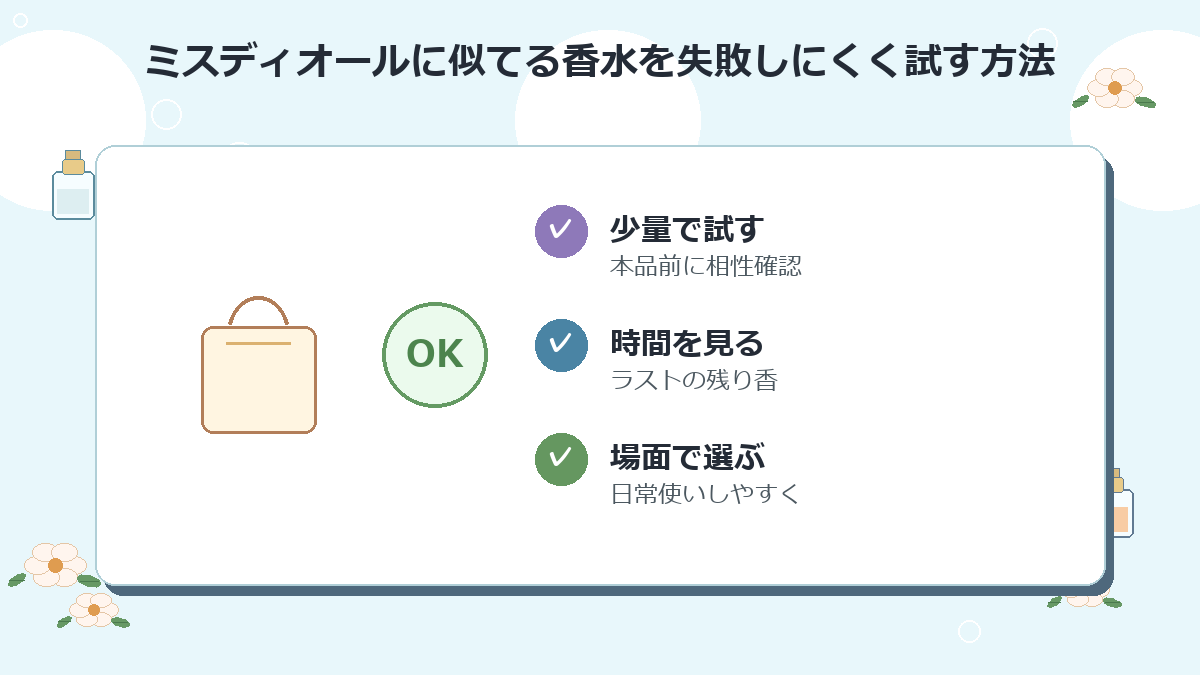 ミスディオールに似てる香水を失敗しにくく試す方法