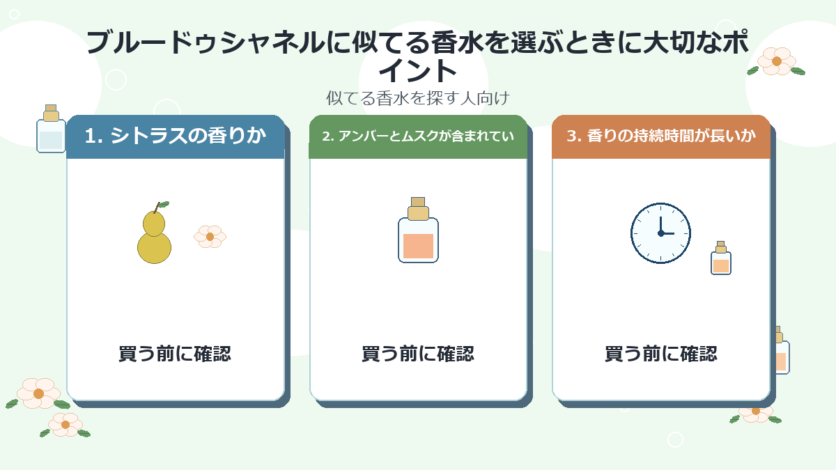 ブルードゥシャネルに似てる香水を選ぶときに大切なポイント