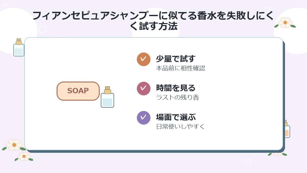 フィアンセピュアシャンプーに似てる香水を失敗しにくく試す方法