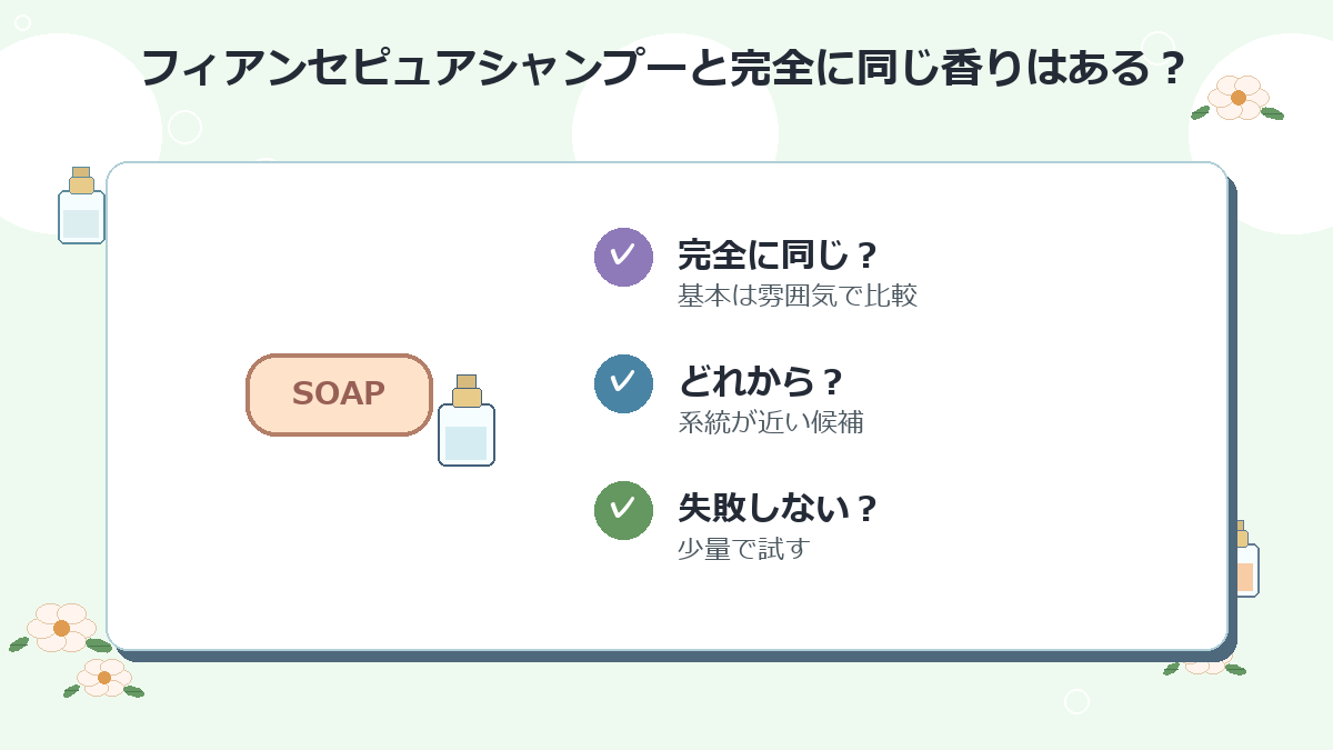 フィアンセピュアシャンプーと完全に同じ香りはありますか？