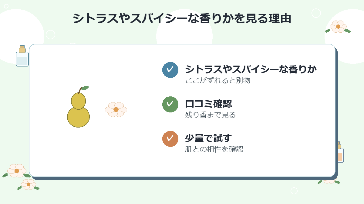 シトラスやスパイシーな香りか