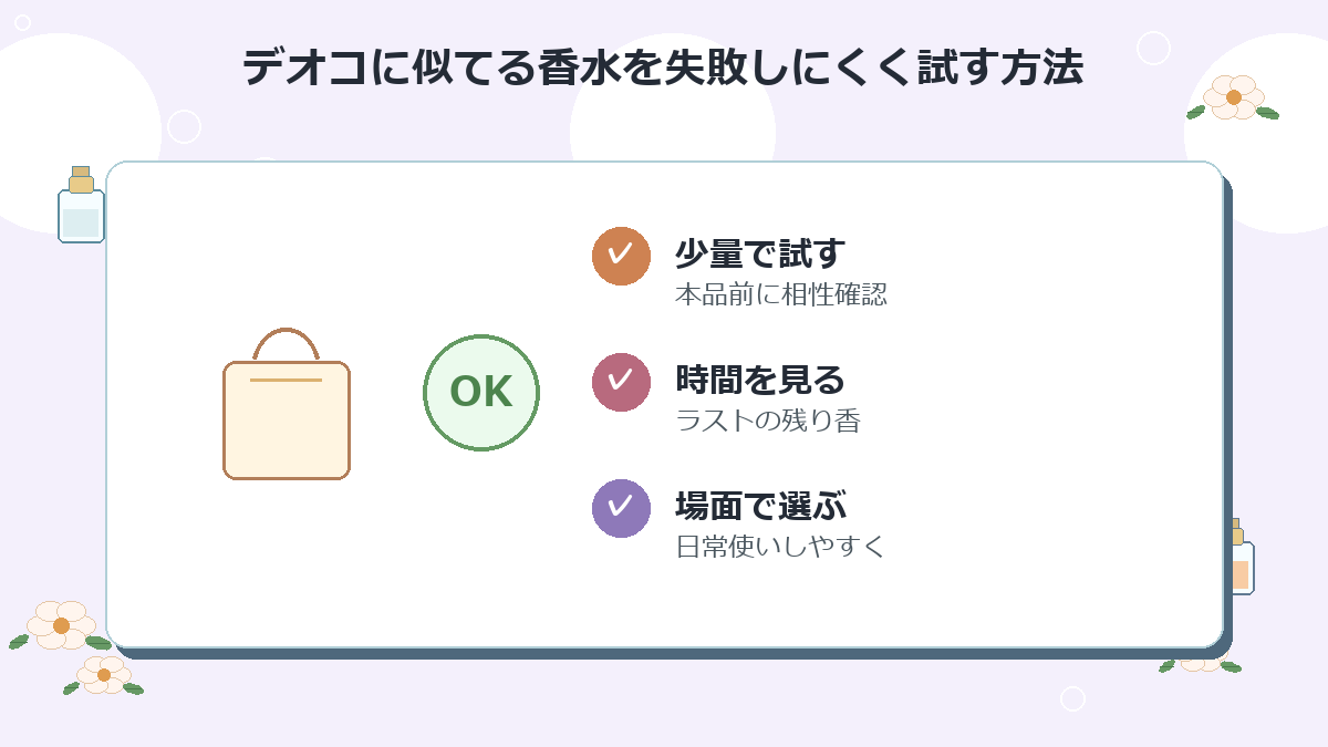 デオコに似てる香水を失敗しにくく試す方法