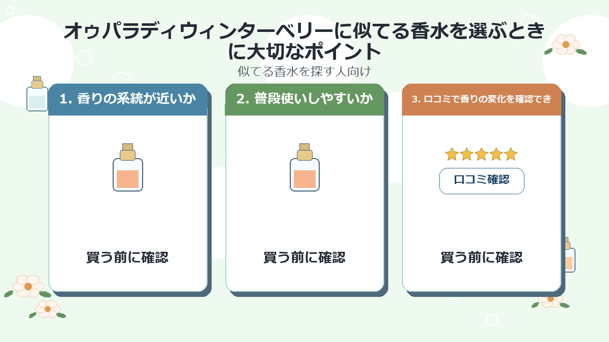 オゥパラディウィンターベリーに似てる香水を選ぶときに大切なポイント