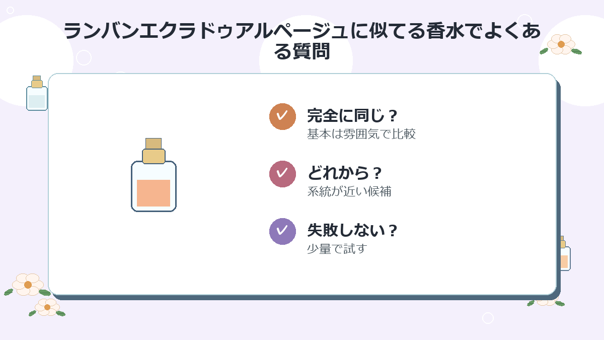 ランバンエクラドゥアルページュに似てる香水でよくある質問