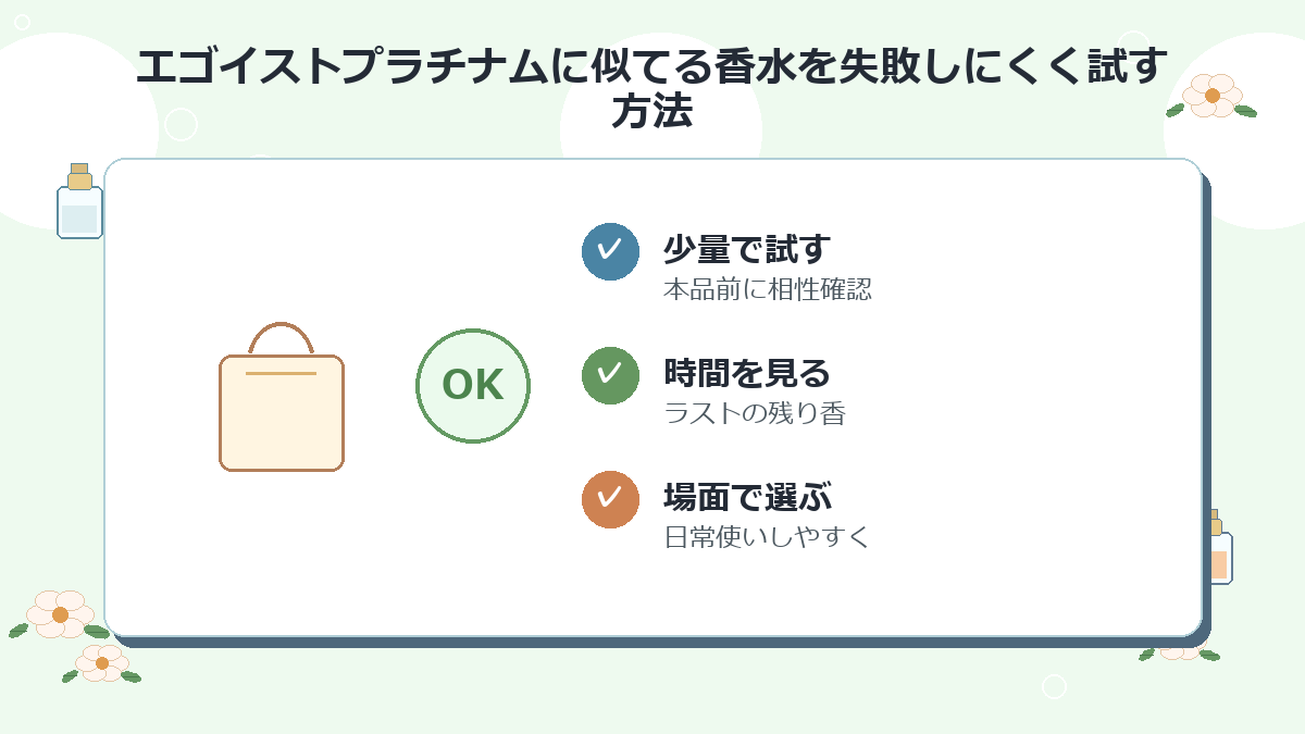 エゴイストプラチナムに似てる香水を失敗しにくく試す方法