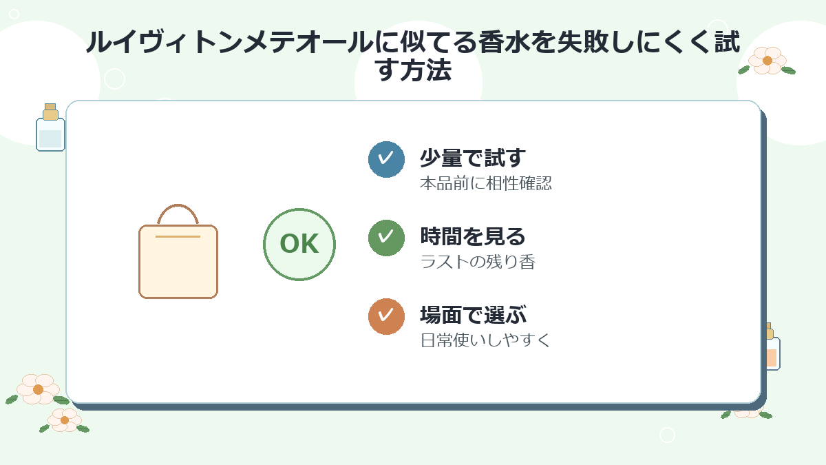 ルイヴィトンメテオールに似てる香水を失敗しにくく試す方法