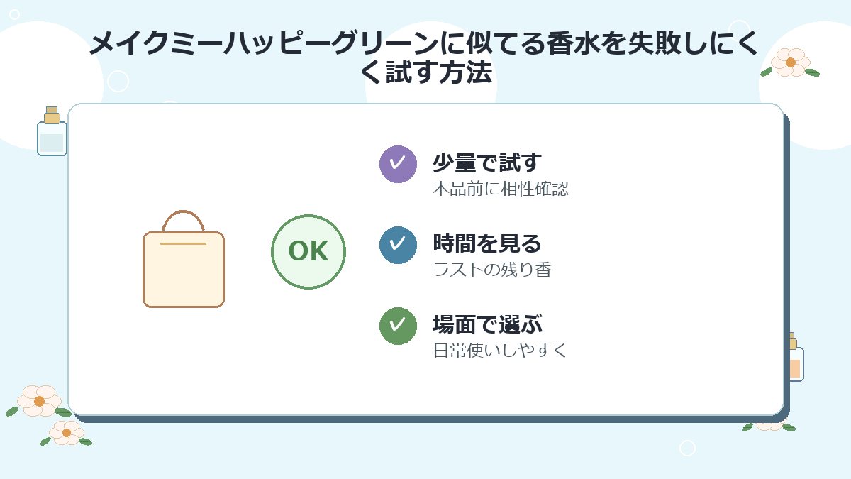 メイクミーハッピーグリーンに似てる香水を失敗しにくく試す方法