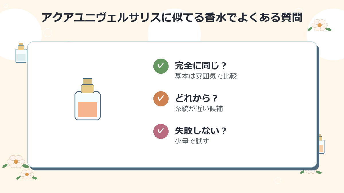 アクアユニヴェルサリスに似てる香水でよくある質問