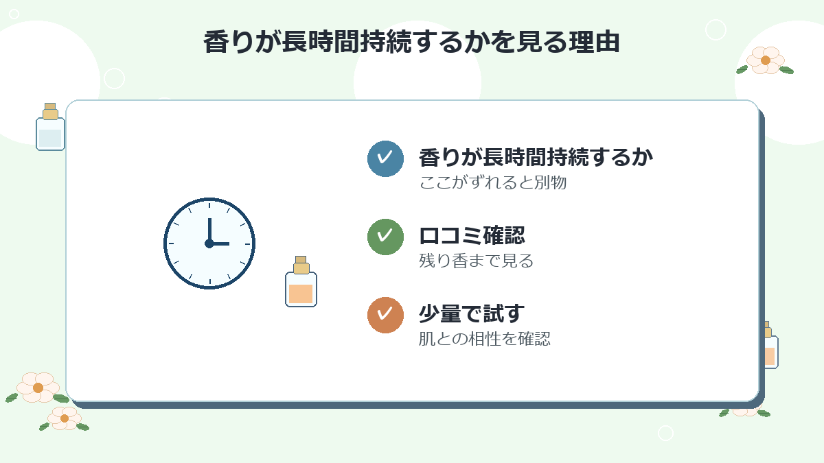 香りが長時間持続するか