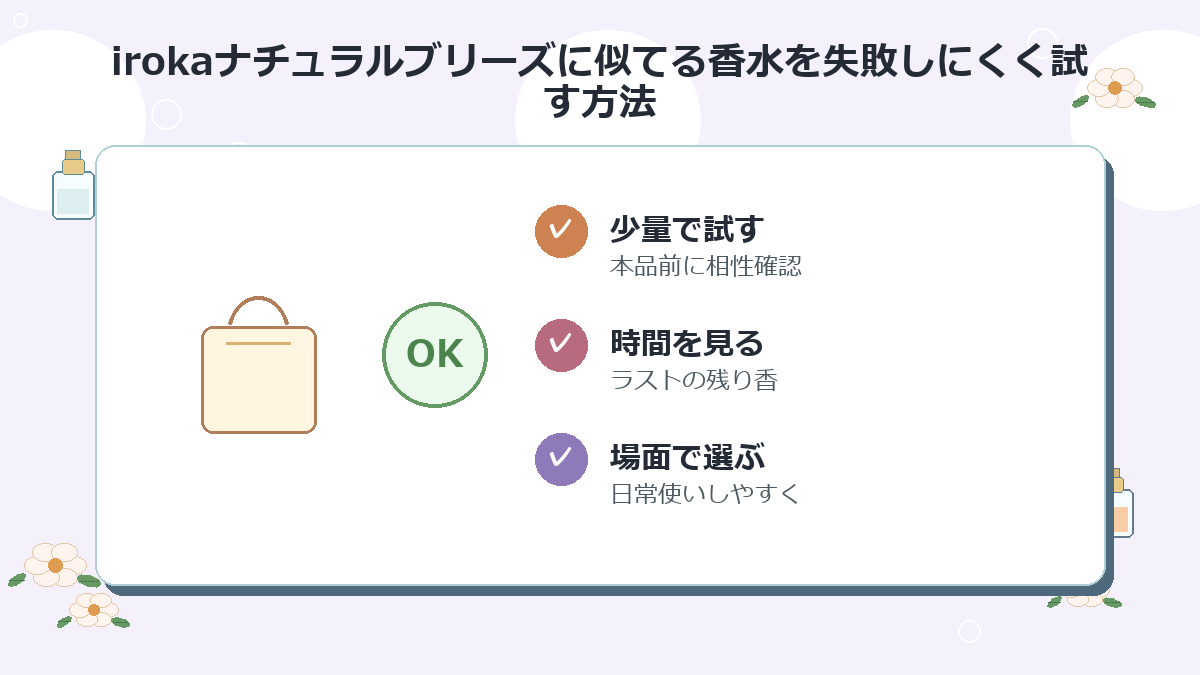 irokaナチュラルブリーズに似てる香水を失敗しにくく試す方法