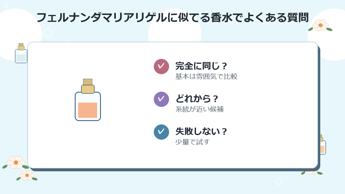 フェルナンダマリアリゲルに似てる香水でよくある質問