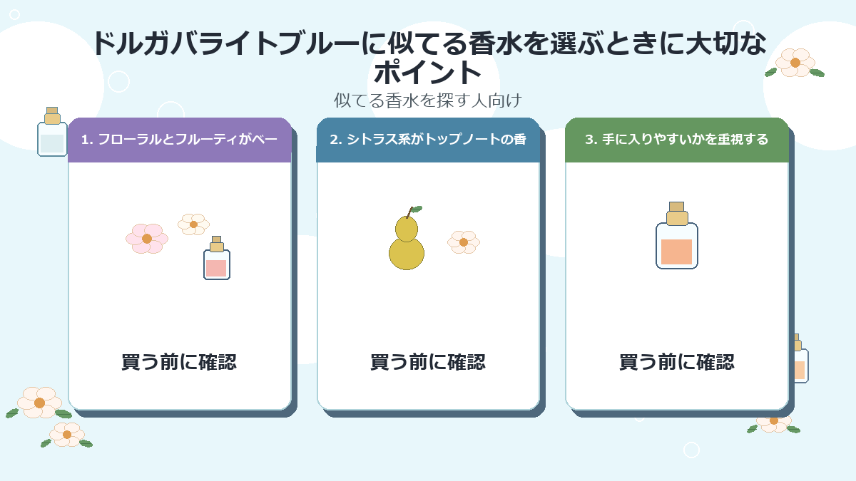 ドルガバライトブルーに似てる香水を選ぶときに大切なポイント