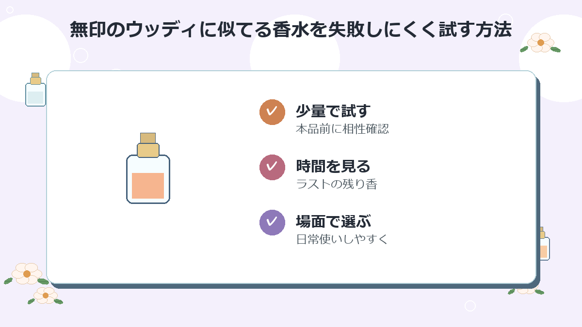 無印のウッディに似てる香水を失敗しにくく試す方法