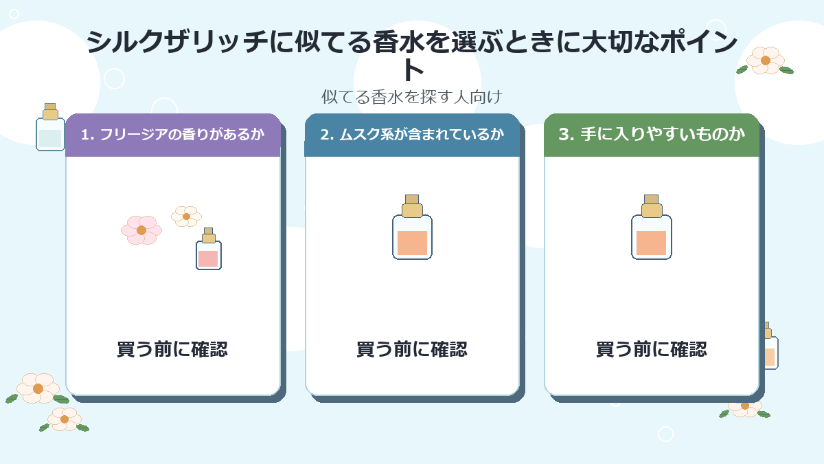 シルクザリッチに似てる香水を選ぶときに大切なポイント