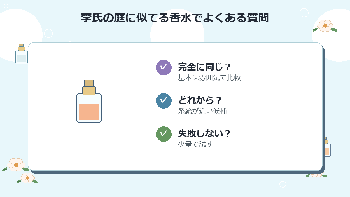 李氏の庭に似てる香水でよくある質問