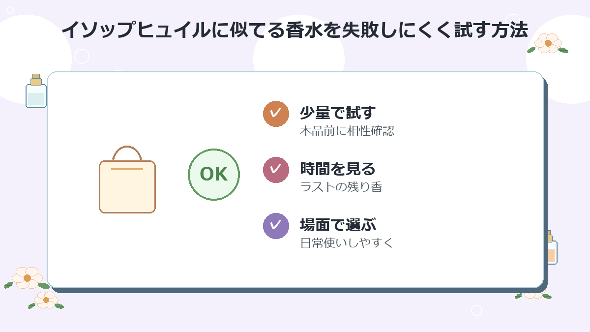 イソップヒュイルに似てる香水を失敗しにくく試す方法
