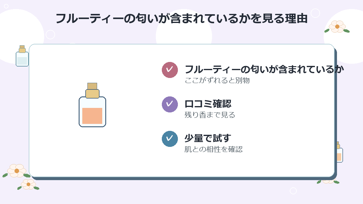 フルーティーの匂いが含まれているか