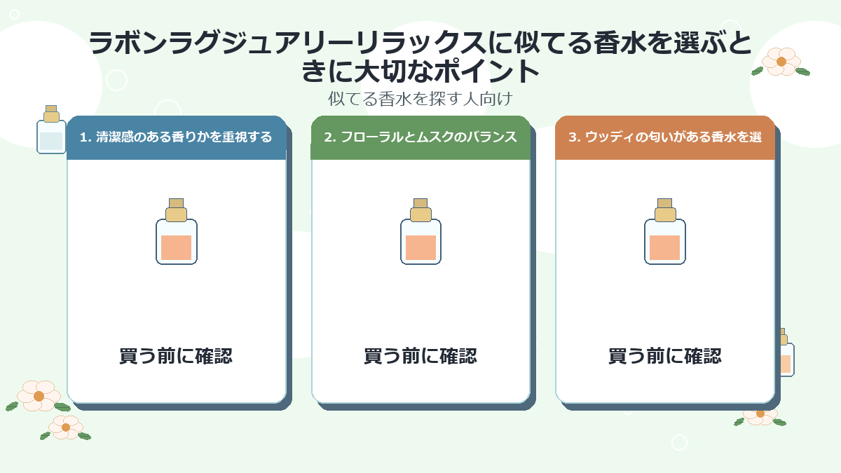 ラボンラグジュアリーリラックスに似てる香水を選ぶときに大切なポイント